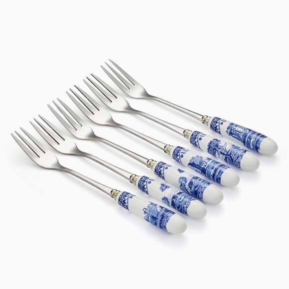 Spode Blue Italian Pastry Fork Set (6) - Picture 2 of 11